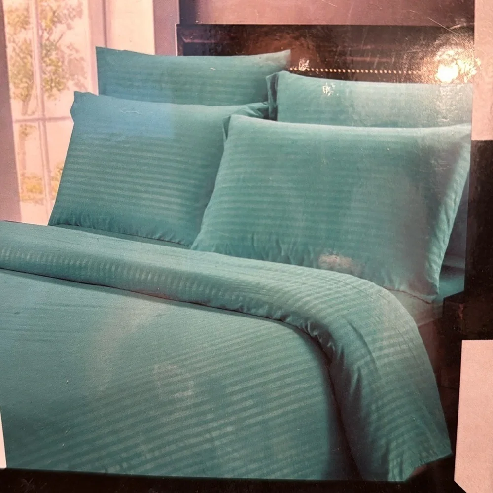 Traditional At Home 4pc Twin Sheet Set Pistachio Green Stripes embossed